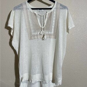 Elegant Cream Embroidered Women's Top